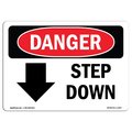 Signmission OSHA Danger Sign, Step Down Down Arrow, 18in X 12in Decal, 12" W, 18" L, Landscape OS-DS-D-1218-L-2257